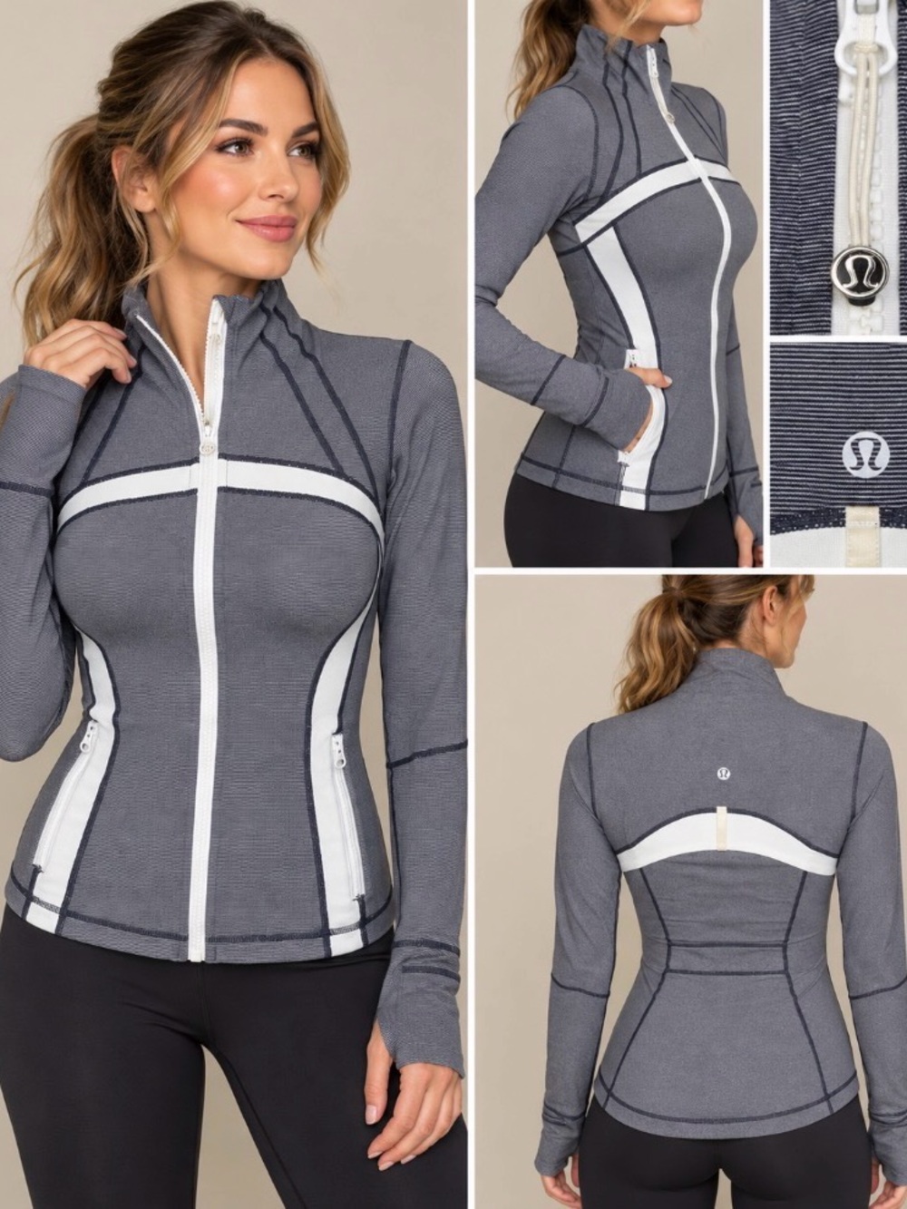 Lululemon Define Jacket Gray White Contrast Full Zip Size 4